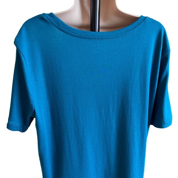 Eddie Bauer Womens Short Sleeve Soft T Shirt Tee Side Slits XL Blue u - Picture 4 of 9